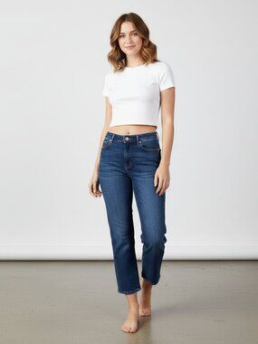 Vigoss Daisy High Waist Crop Barrel Jeans Blue Size 9 Relaxed Denim